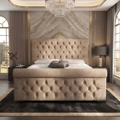 Buckingham Upholstered Ottoman Bed - Mink Chenille
