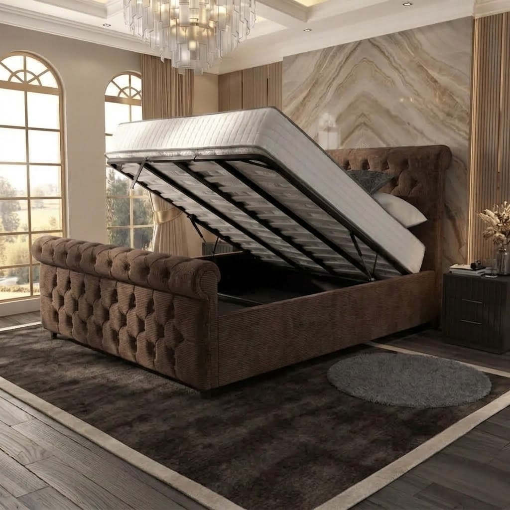 Buckingham Upholstered Ottoman Bed - Mink Naples