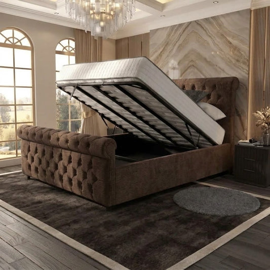Buckingham Upholstered Ottoman Bed - Mink Naples