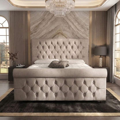 Buckingham Upholstered Ottoman Bed - Putty Linen