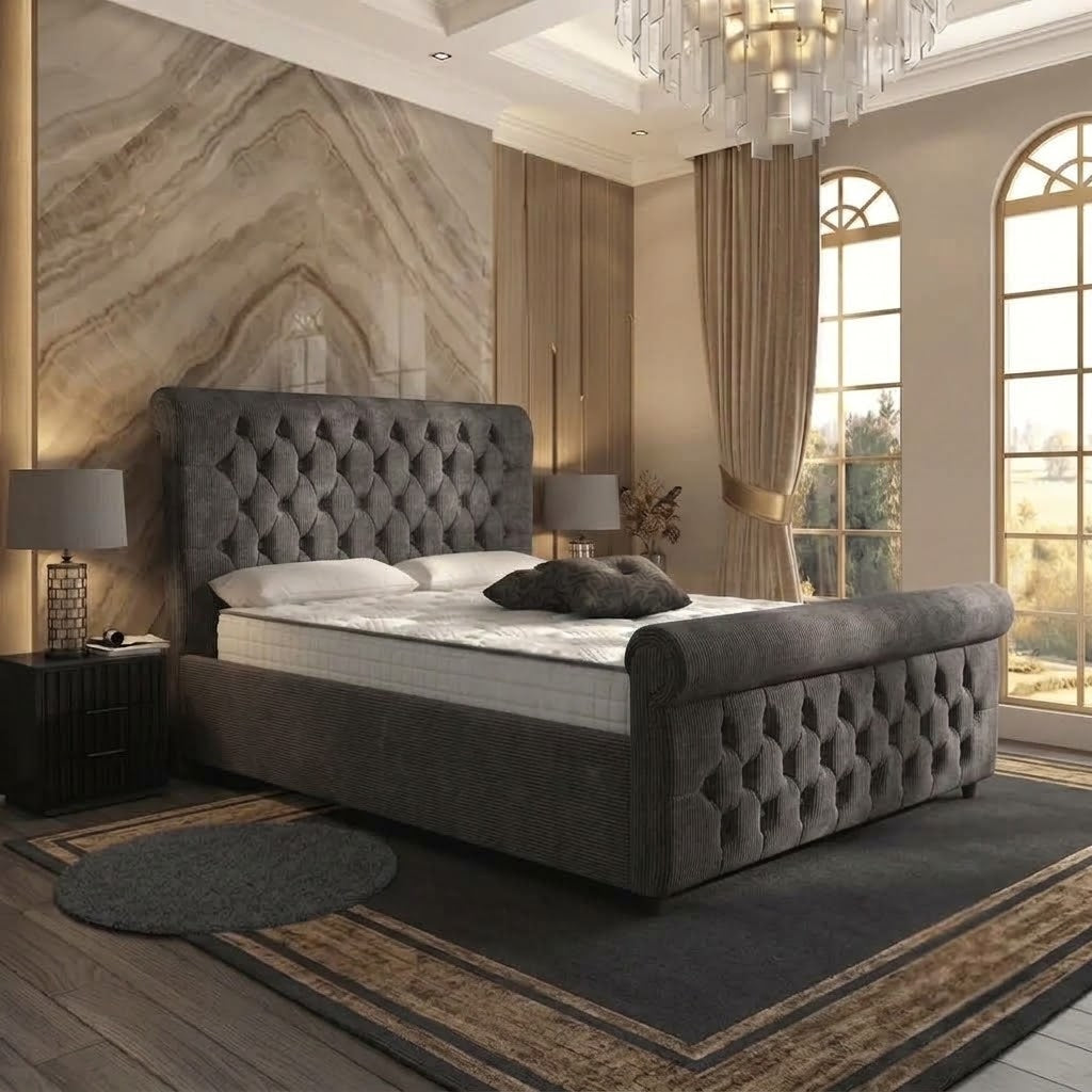 Buckingham Upholstered Ottoman Bed - Silver Naples
