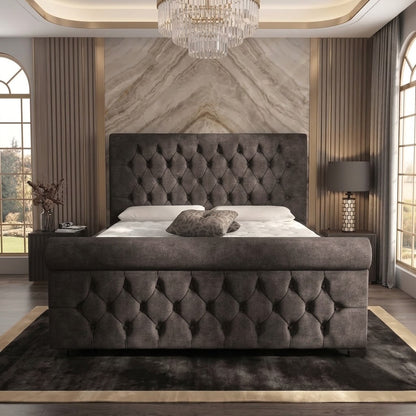Buckingham Upholstered Ottoman Bed - Silver Naples