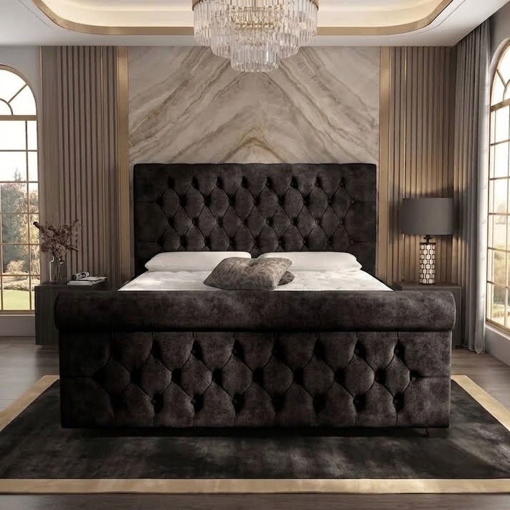 Buckingham Upholstered Ottoman Bed - Slate Grey Naples