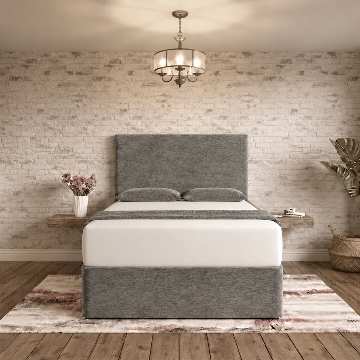 Classic Divan Bed - Charcoal Chenille