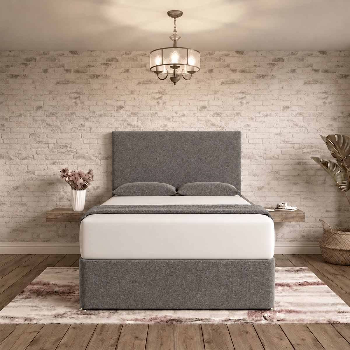 Classic Divan Bed - Graphite Linen