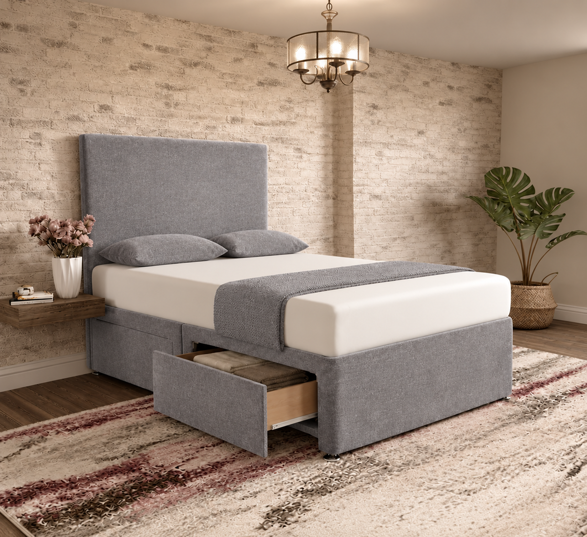 Classic Divan Bed - Pewter Wool