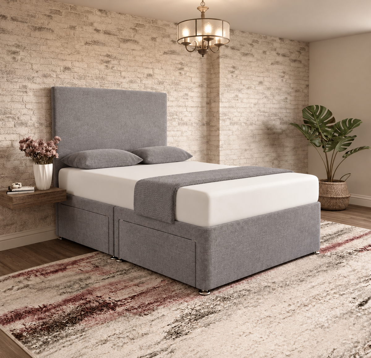 Classic Divan Bed - Pewter Wool