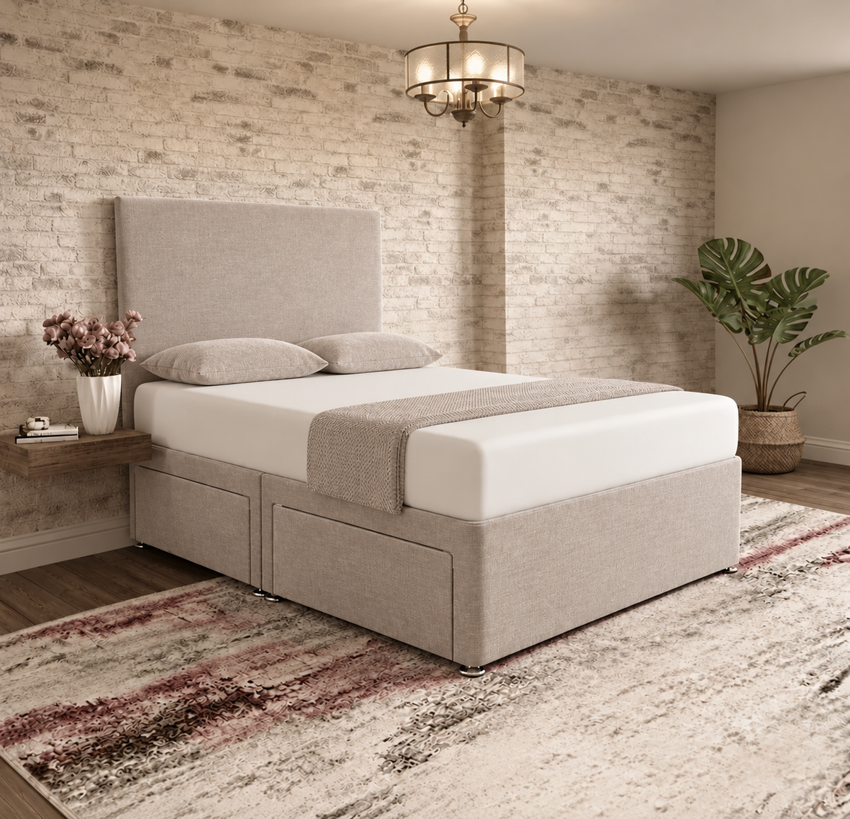 Classic Divan Bed - Putty Linen