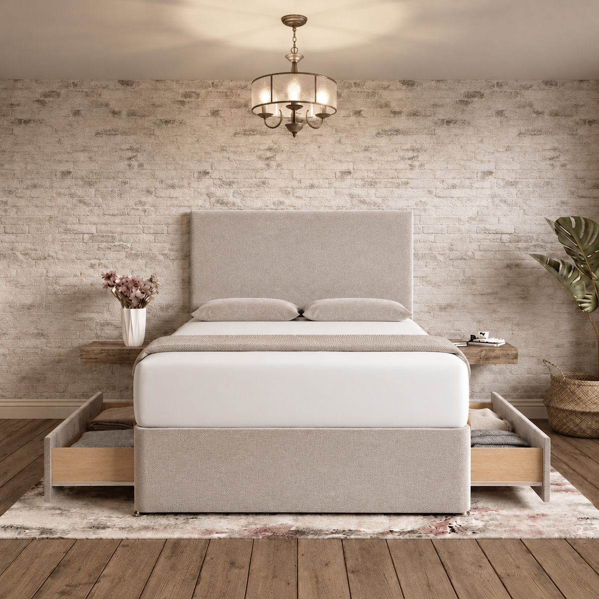 Classic Divan Bed - Putty Linen