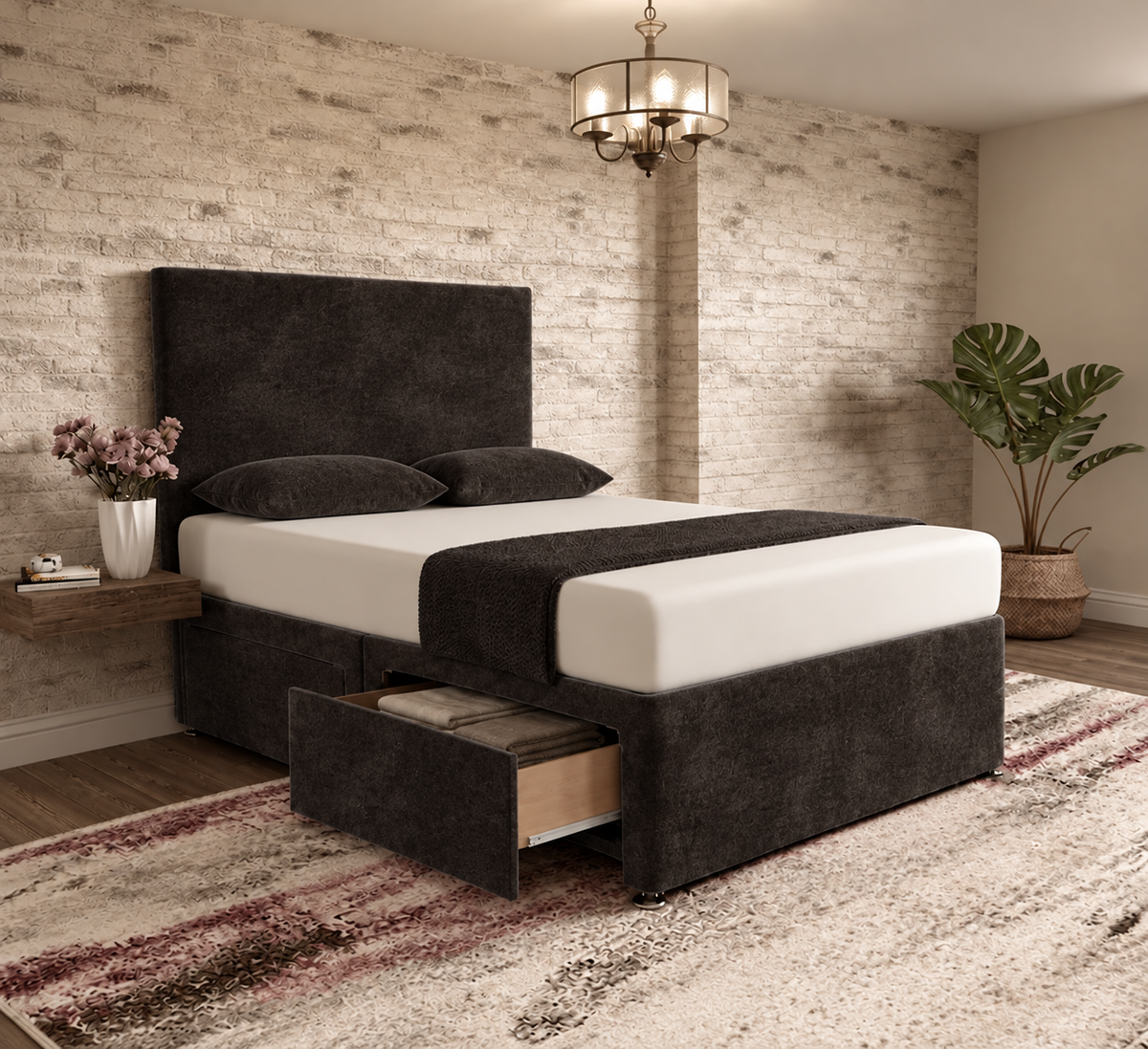 Classic Divan Bed - Slate Grey Naples