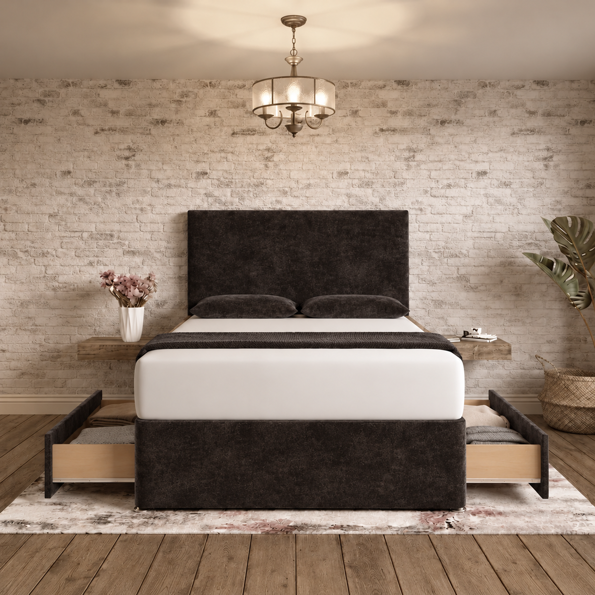 Classic Divan Bed - Slate Grey Naples