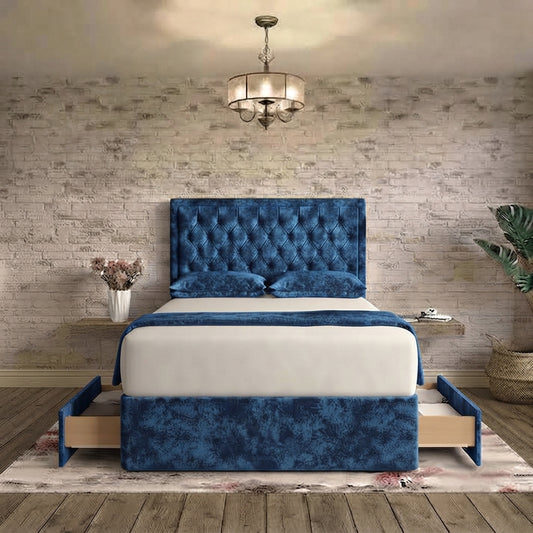 Crown Chesterfield Divan Bed - Blue Naples
