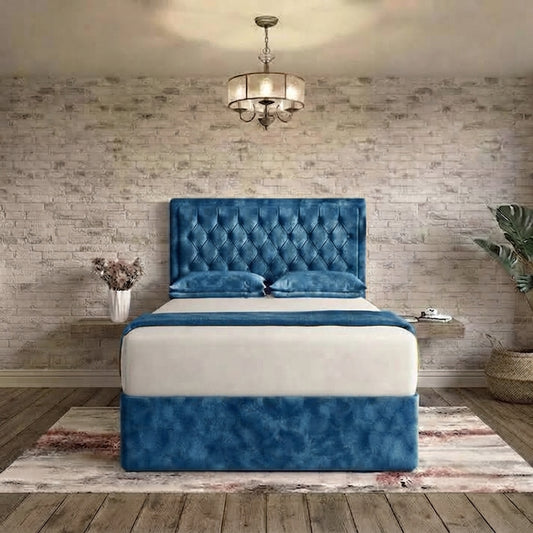 Crown Chesterfield Divan Bed - Blue Naples