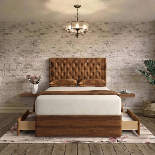 Crown Chesterfield Divan Bed - Brown Chenille