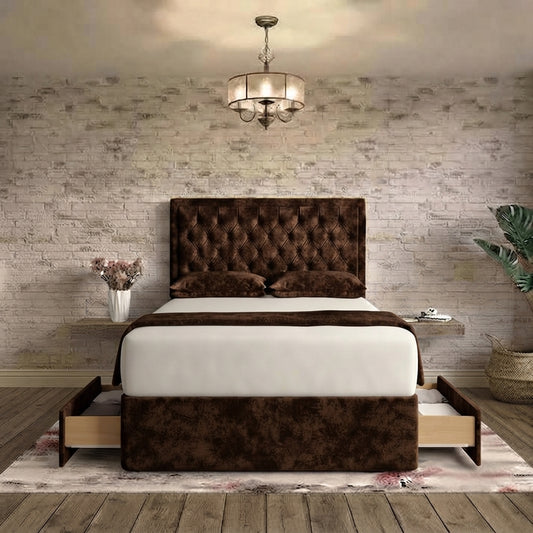 Crown Chesterfield Divan Bed - Brown Naples