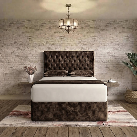 Crown Chesterfield Divan Bed - Brown Naples