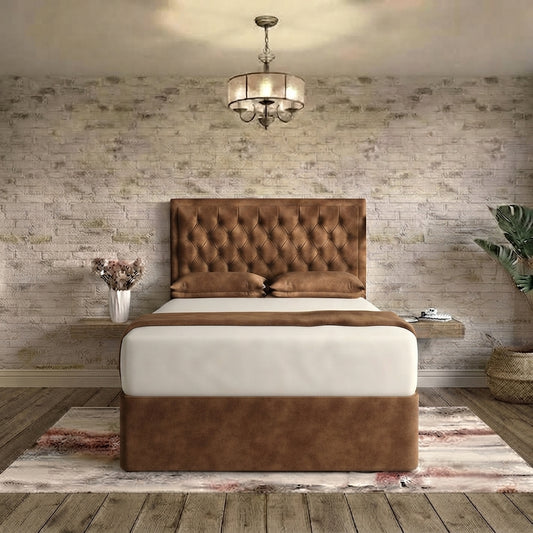 Crown Chesterfield Divan Bed - Chocolate Plush Velvet