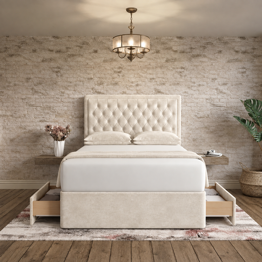 Crown Chesterfield Divan Bed - Cream Naples