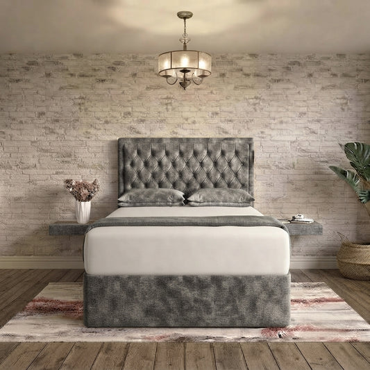 Crown Chesterfield Divan Bed - Graphite Linen