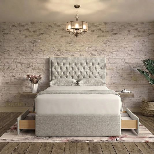 Crown Chesterfield Divan Bed - Grey Chenille