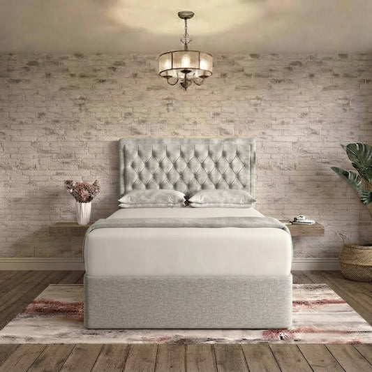 Crown Chesterfield Divan Bed - Grey Chenille