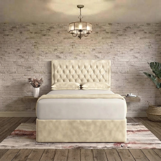 Crown Chesterfield Divan Bed - Ivory Plush Velvet