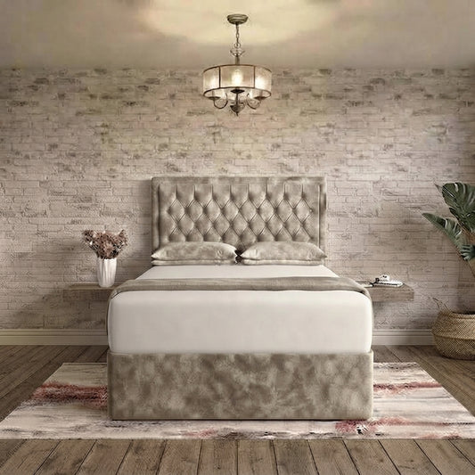 Crown Chesterfield Divan Bed - Latte Wool