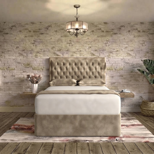 Crown Chesterfield Divan Bed - Light Grey Plush Velvet