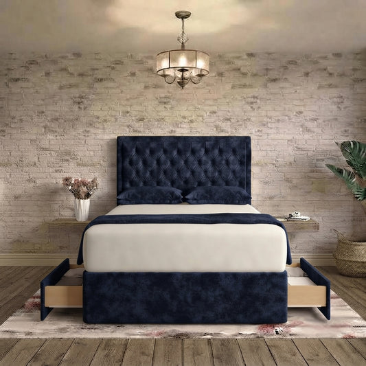 Crown Chesterfield Divan Bed - Midnight Linen