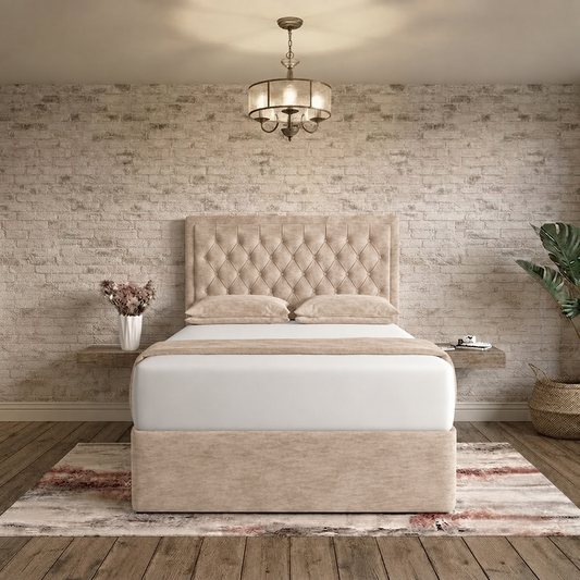 Crown Chesterfield Divan Bed - Mink Chenille