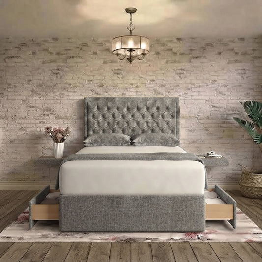 Crown Chesterfield Divan Bed - Pewter Wool