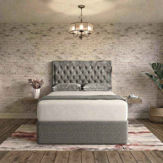 Crown Chesterfield Divan Bed - Pewter Wool