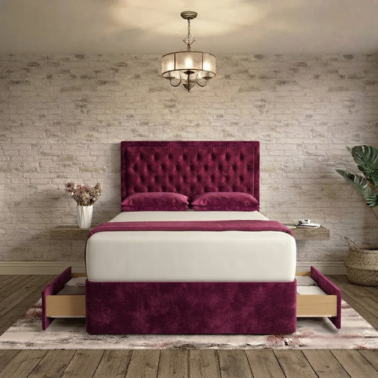 Crown Chesterfield Divan Bed - Purple Plush Velvet