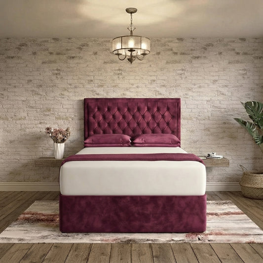 Crown Chesterfield Divan Bed - Purple Plush Velvet