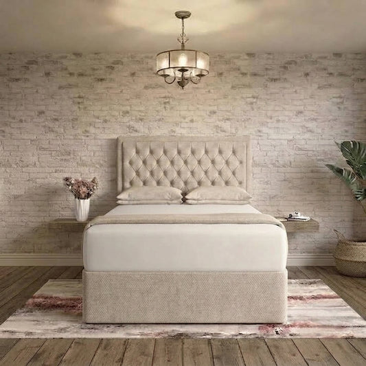 Crown Chesterfield Divan Bed - Putty Linen
