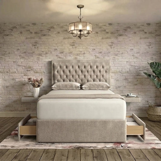 Crown Chesterfield Divan Bed - Putty Plush Velvet