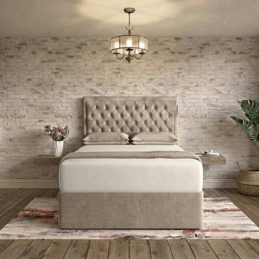 Crown Chesterfield Divan Bed - Putty Plush Velvet