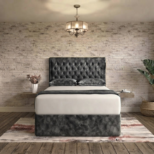 Crown Chesterfield Divan Bed - Silver Naples