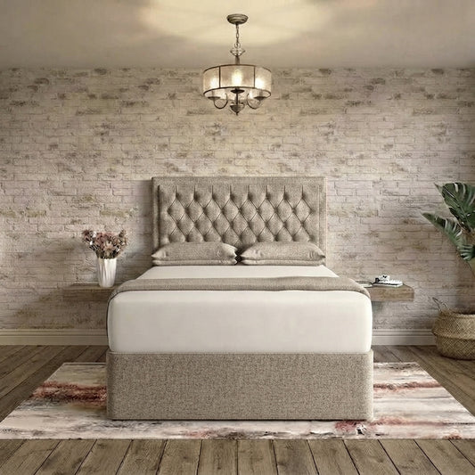 Crown Chesterfield Divan Bed - Silver Plush Velvet
