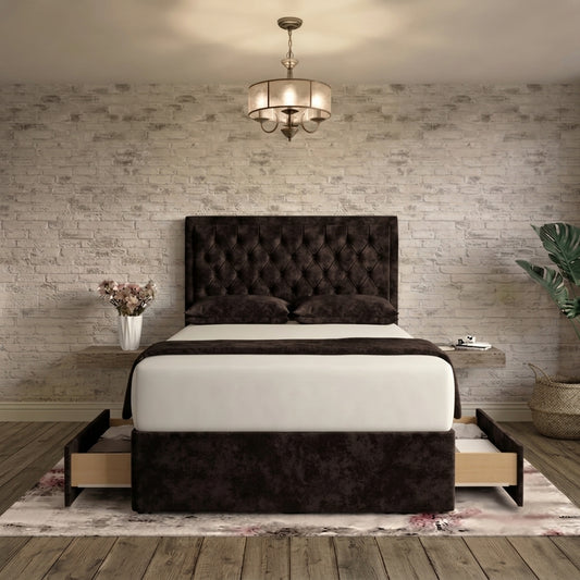 Crown Chesterfield Divan Bed - Slate Grey Naples