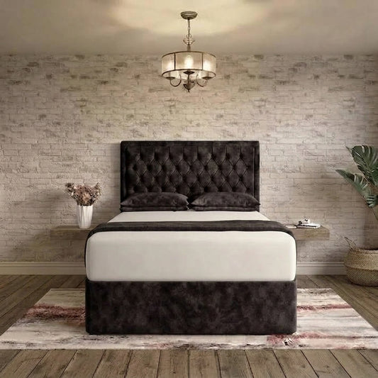 Crown Chesterfield Divan Bed - Slate Grey Naples