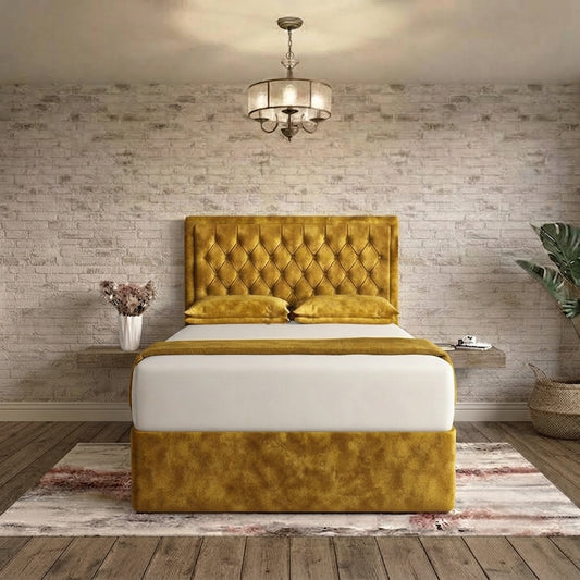 Crown Chesterfield Divan Bed - Tumeric Plush Velvet