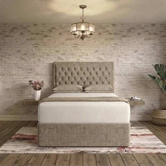 Crown Chesterfield Divan Bed - Wheat Linen