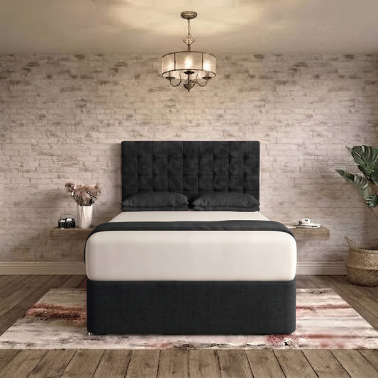 Cube Divan Bed - Black Chenille
