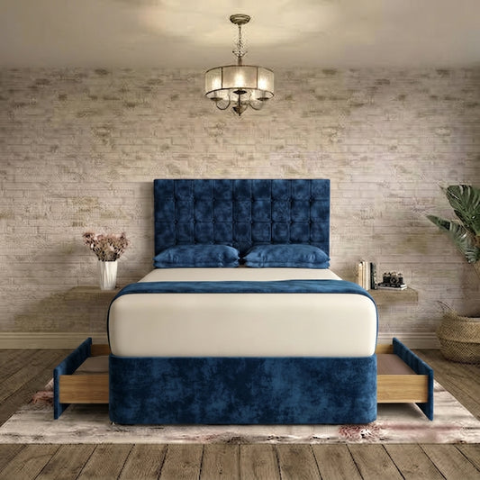 Cube Divan Bed - Blue Naples