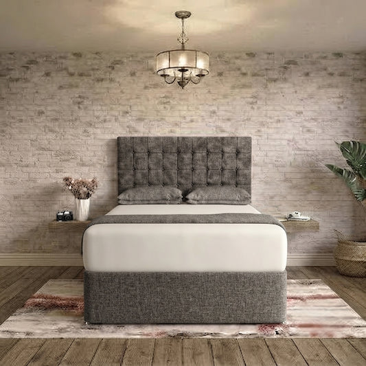 Cube Divan Bed - Charcoal Chenille