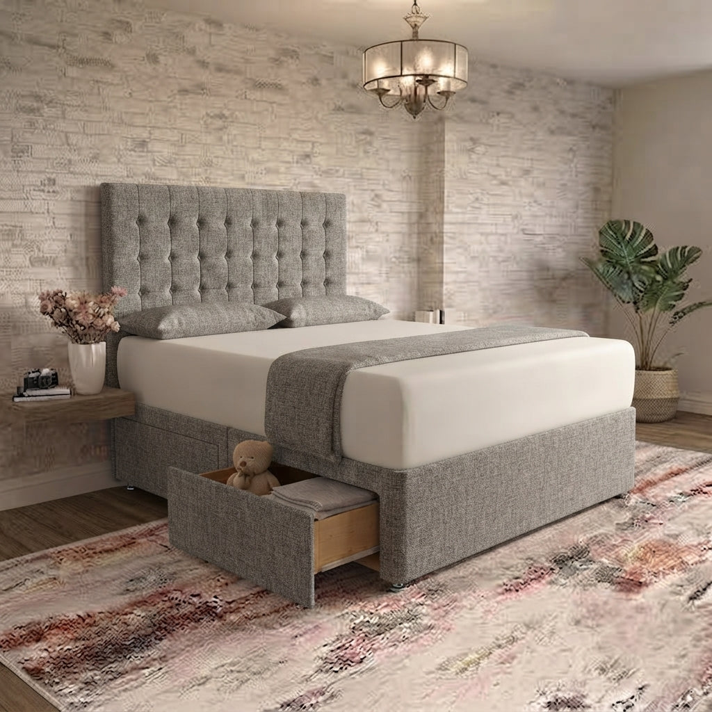 Cube Divan Bed - Clay Wool