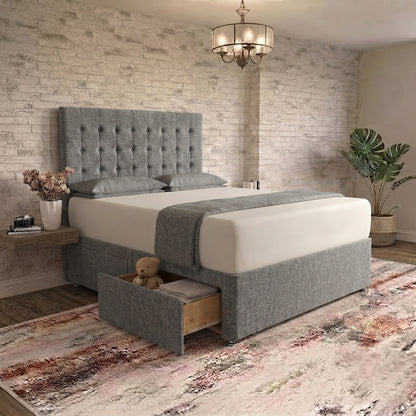 Cube Divan Bed - Graphite Linen