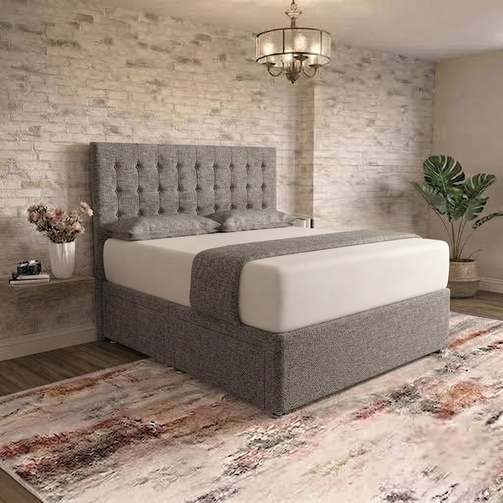 Cube Divan Bed - Graphite Linen