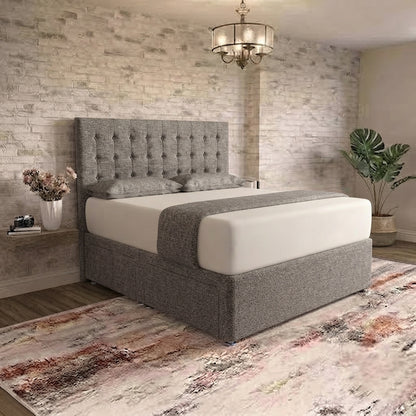 Cube Divan Bed - Graphite Linen